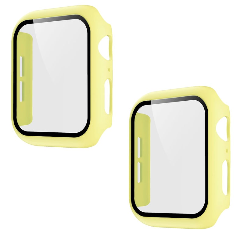 Pokanic [2 Pack Compatible with Apple Watch SE 6 5 4 Series iWatch 9H Tempered Glass Case Full Body Screen Protector Cover Wireless Charge Light Weight Scratch Resistant Proof (Yellow, 40mm) - Image 1